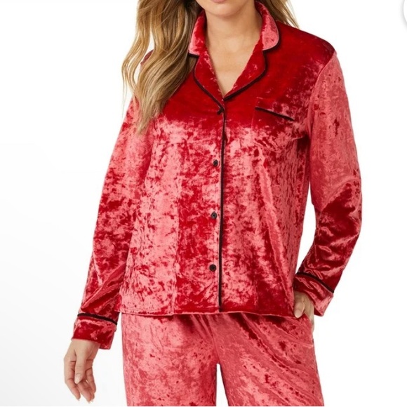 Sofia Intimates Women's Crushed red Velvet Pajama 2pc Set.SIZE L 12-14. - Picture 3 of 11